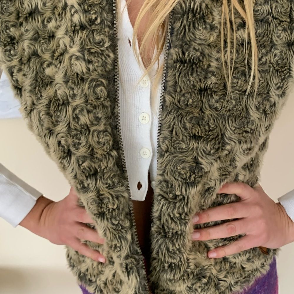 Brown faux Fur Vest Sherpa Teddy Bear J2 MADE IN COLORADO women’s small vintage